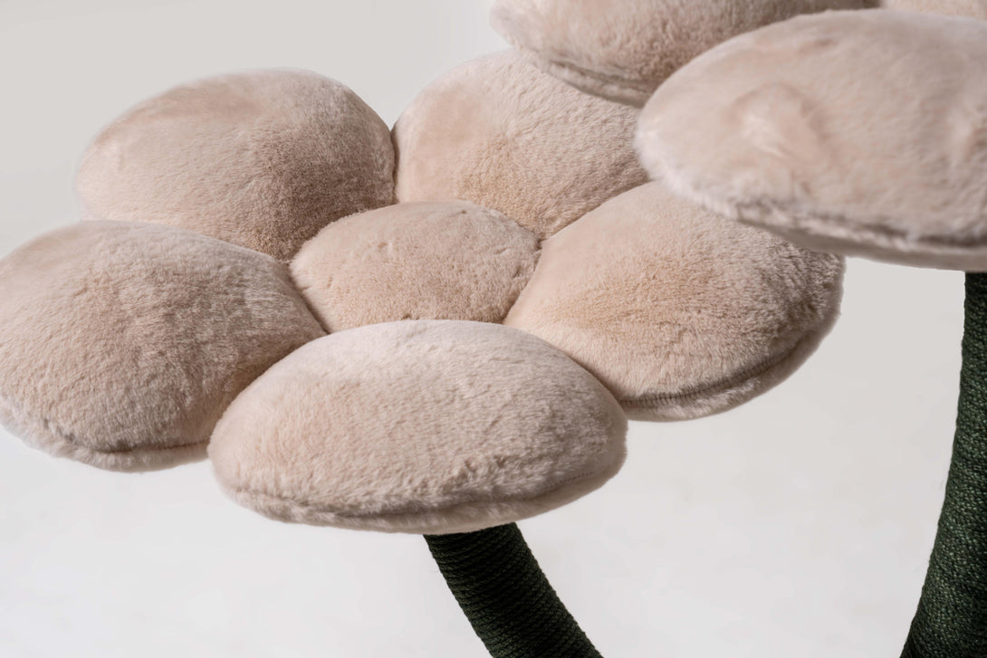 Cats relaxing comfortably on the inviting Beige Blossom Cat Tree
