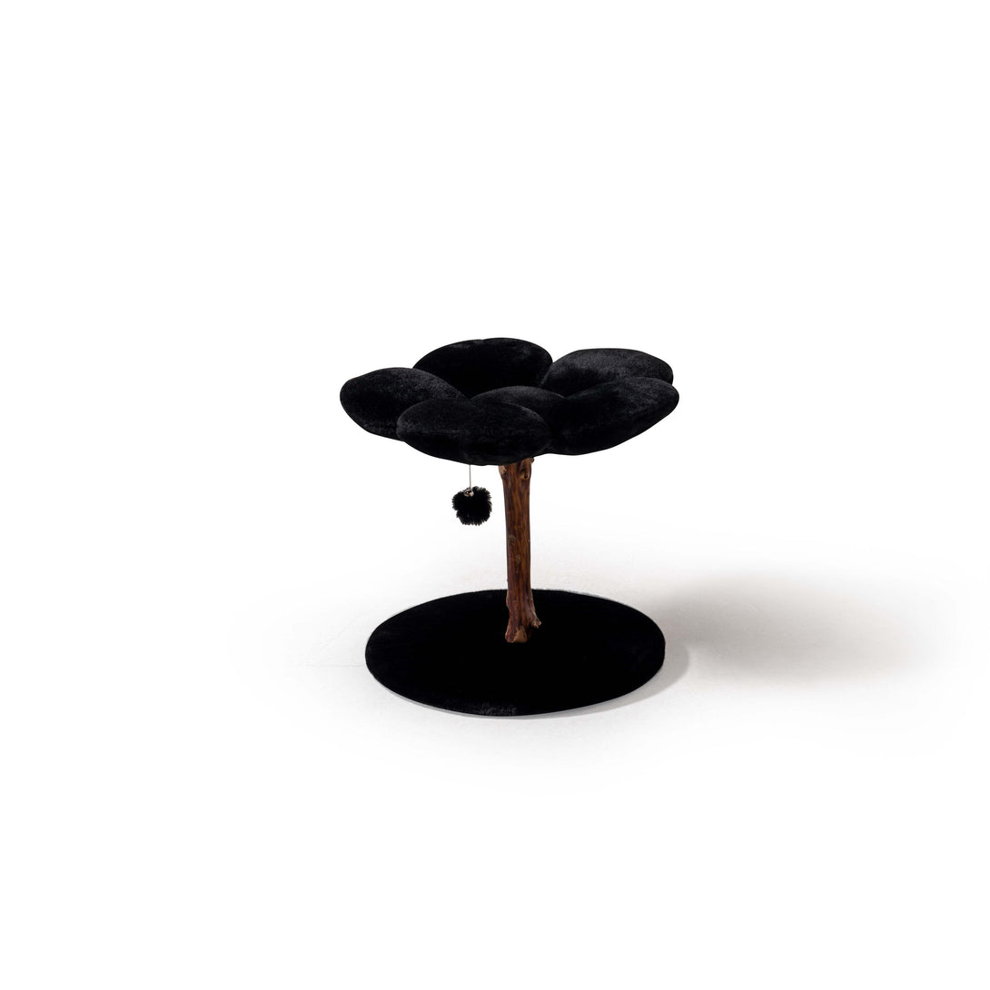 Cozy bed featured in the Black Blossom Wooden Cat Tree
