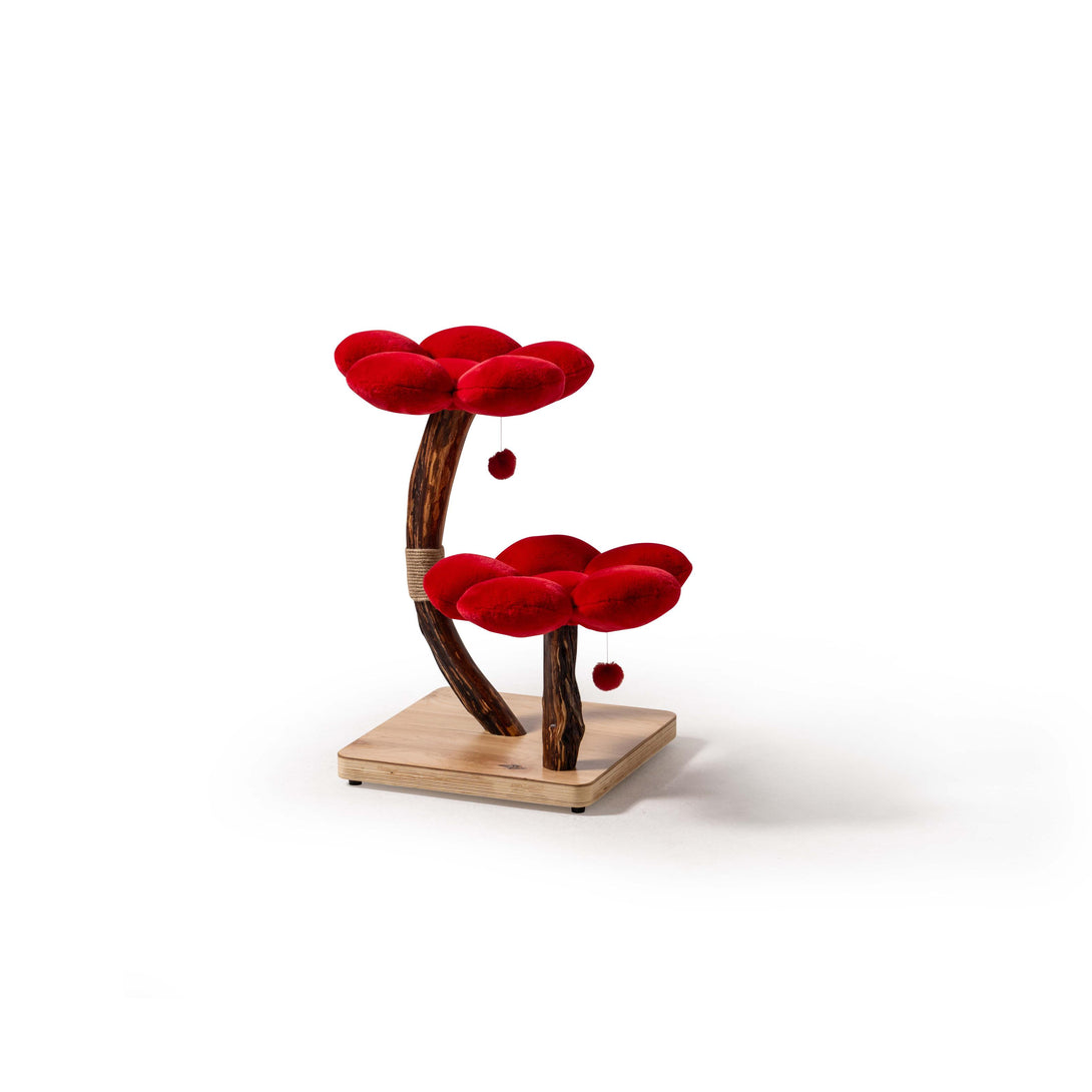 Cozy cat bed featured in the Red Blossom Wooden Cat Tree
