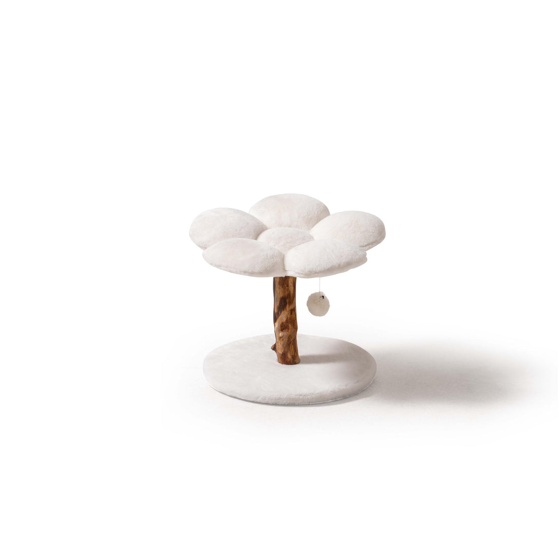 Cozy perch area on the White Daisy Cat Tree for cats to relax
