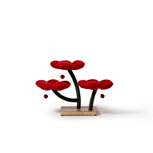 Red Floral Cat Tree Modern Cat Bed for Large Cats