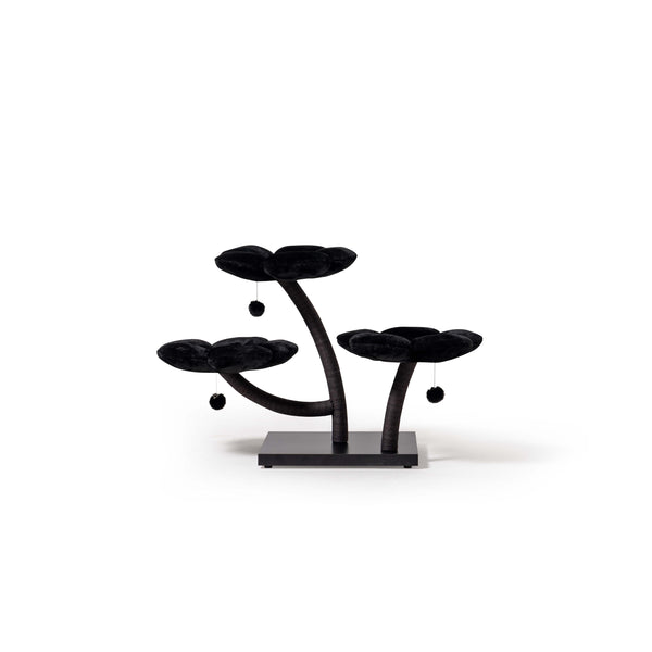 Black Modern Floral Cat Tree Bed