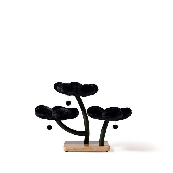 Black Velvet Floral Cat Tree Modern Cat Bed