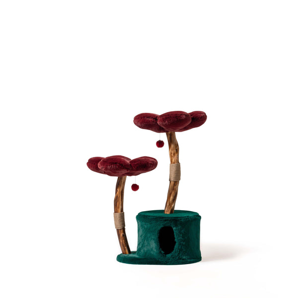 Burgundy and Forest Green Cat Tree, Modern Cat Furniture