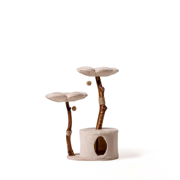 Beige Cat Tree with Cave, Modern Cat Furniture