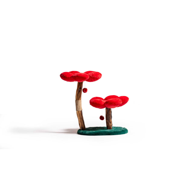 Emerald Base Red Floral Cat Tree Modern Cat Furniture