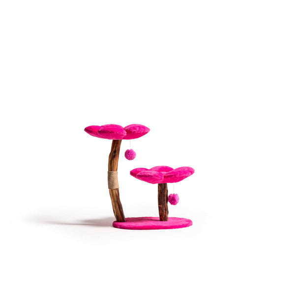 Fuchsia Pink Floral Cat Tree Modern Cat Furniture Design