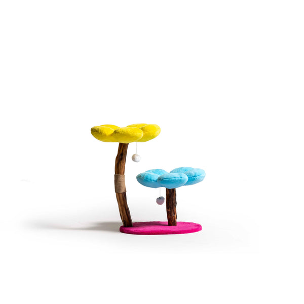 Yellow and Blue Floral Cat Tree Colorful Modern Design