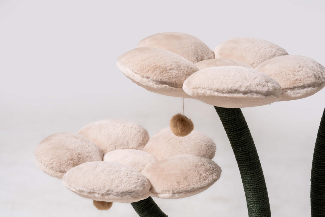 Durable construction of the Beige Blossom Floral Cat Tree for playful activity
