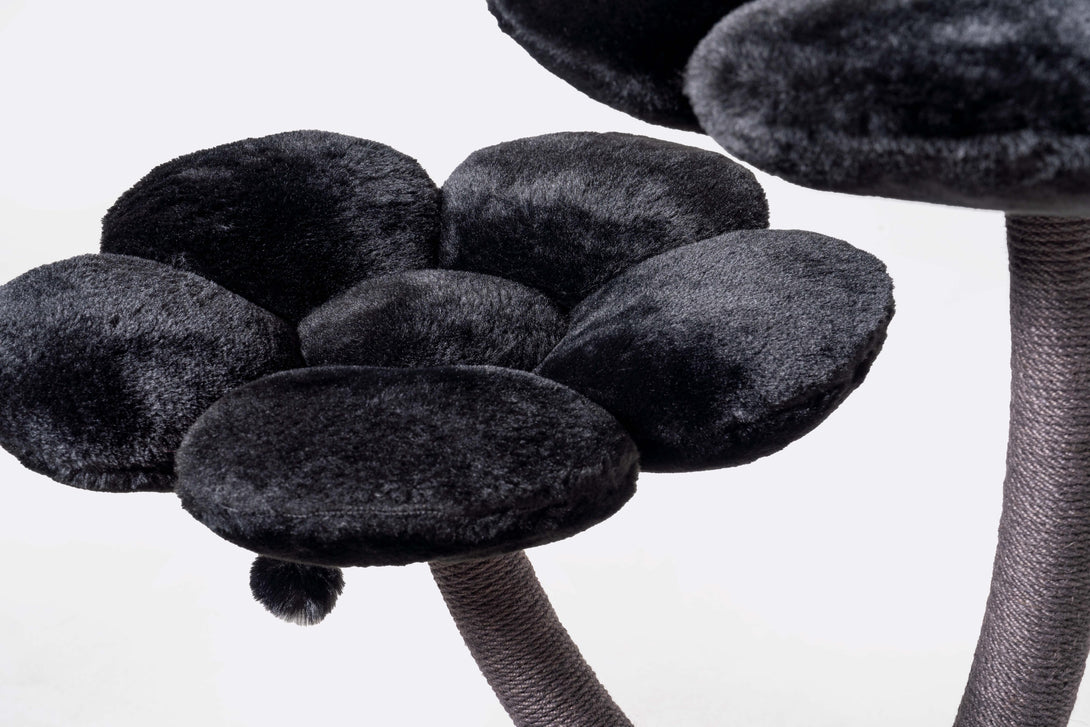 Integrated cat scratching posts on the Midnight Shadow Cat Tree

