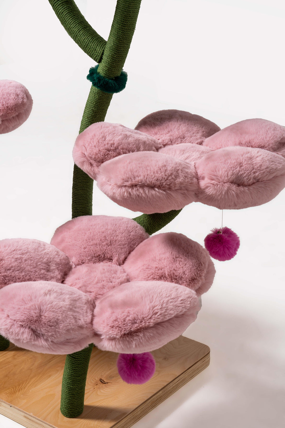 Integrated scratching posts on the Powder Pink Blossom Floral Cat Tree
