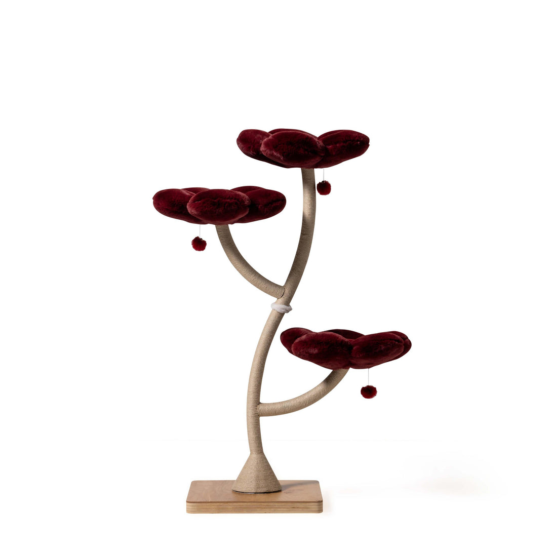 MARUVIS Burgundy Blossom Floral Cat Tree showcasing elegant design

