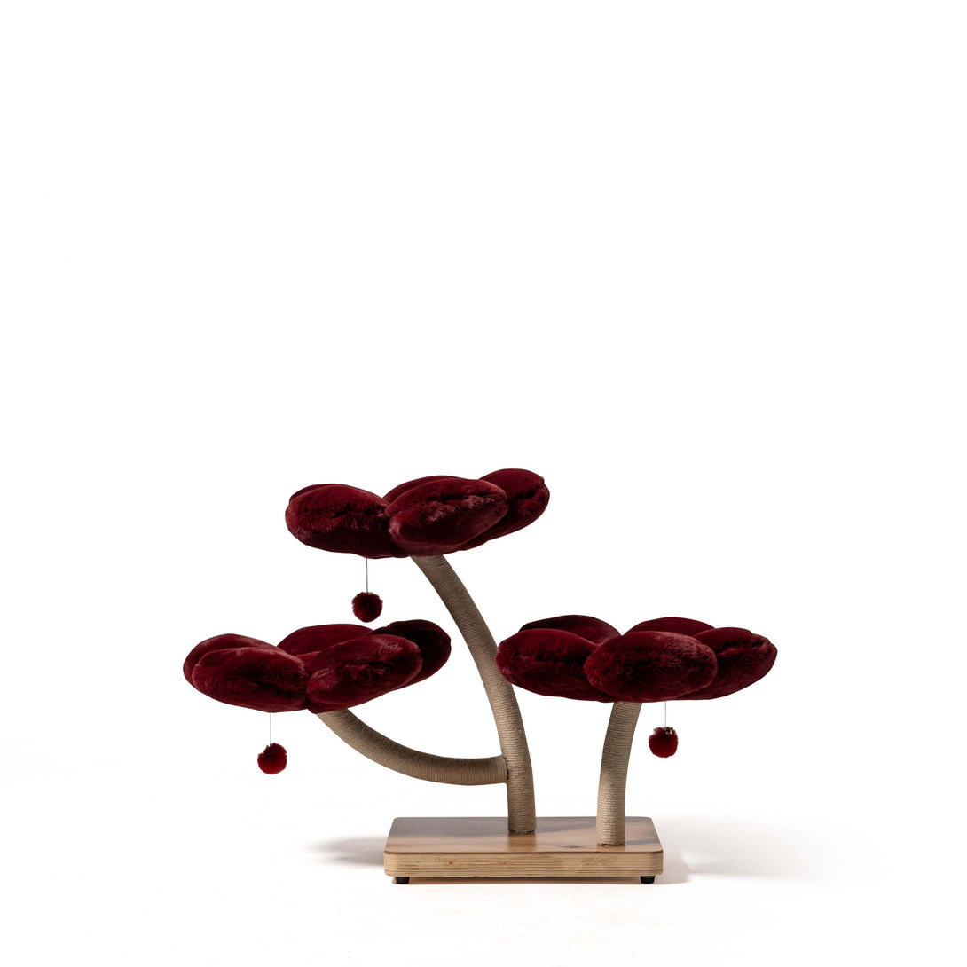 MARUVIS Burgundy Daisy Cat Tree featuring elegant floral design
