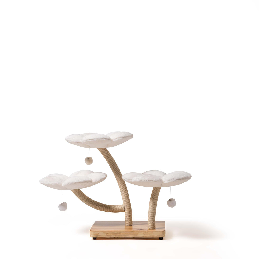 MARUVIS Chic White Daisy Cat Tree showcasing an elegant floral design
