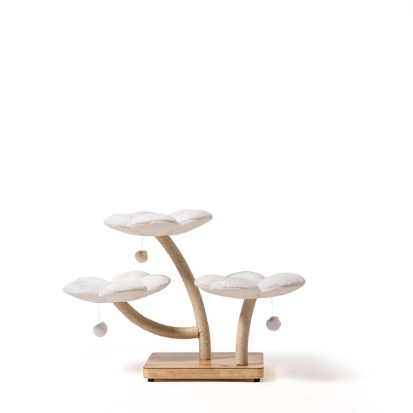 MARUVIS Chic White Daisy Cat Tree showcasing an elegant floral design
