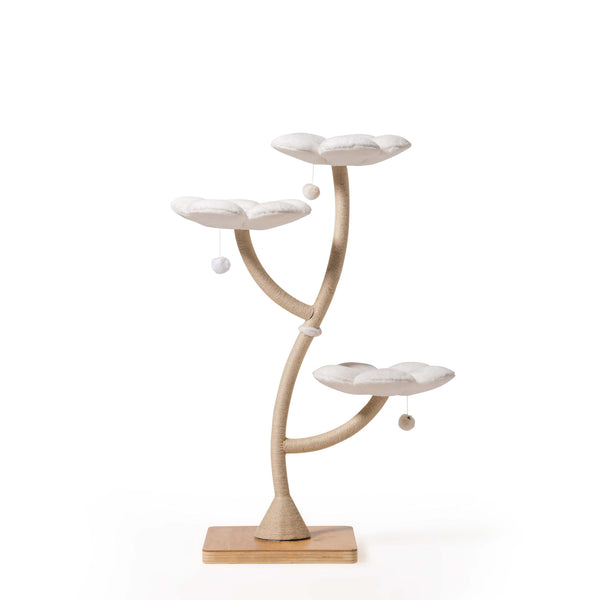 MARUVIS Elegant White Cat Tower featuring sleek modern design
