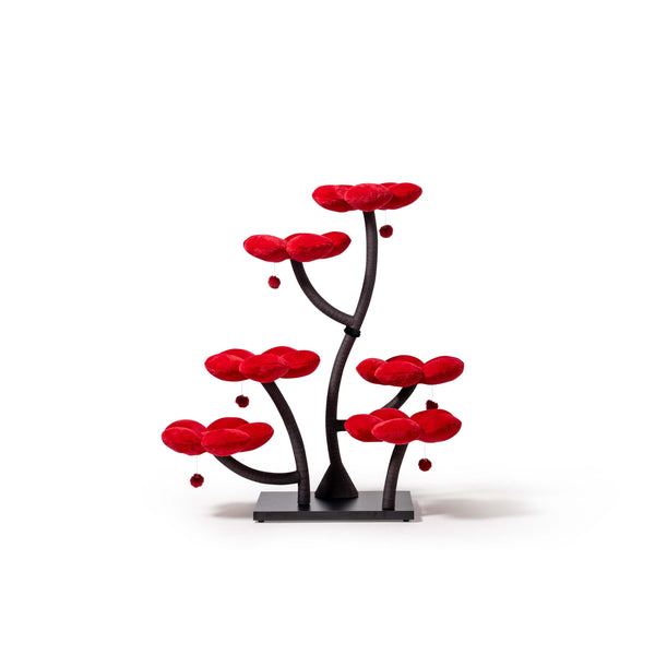 MARUVIS Floral Cat Tree featuring a luxurious red blossom design
