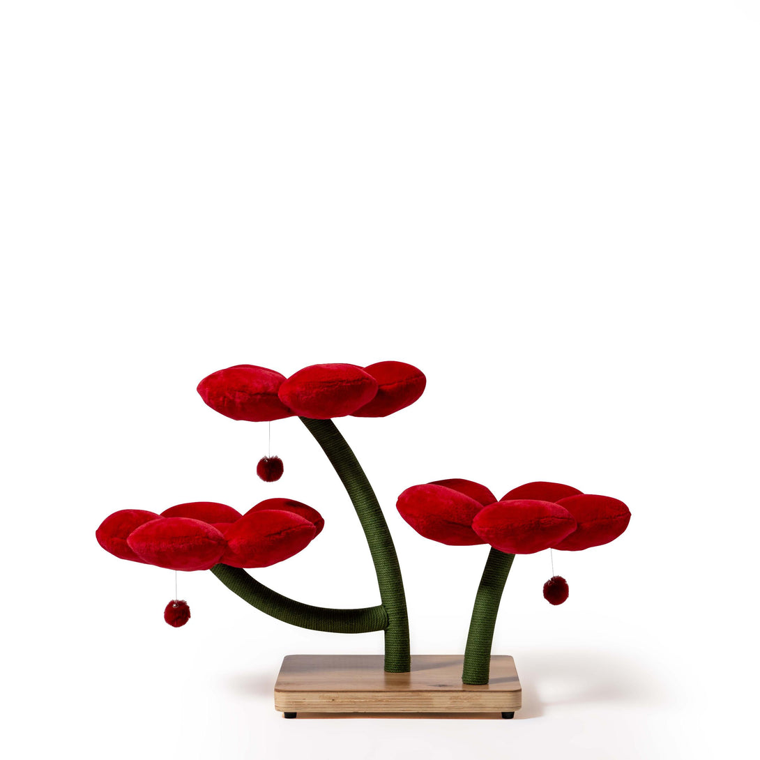 MARUVIS Red Blossom Floral Cat Tree with vibrant floral design
