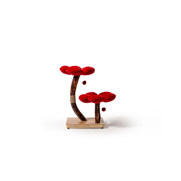MARUVIS Red Blossom Wooden Cat Tree Bed showcasing elegant floral design
