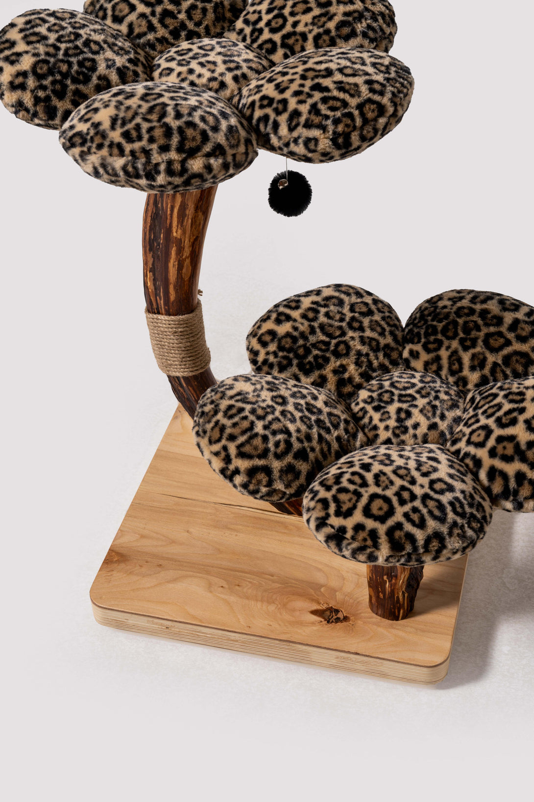 Spacious cat shelves for climbing in the leopard print cat tree
