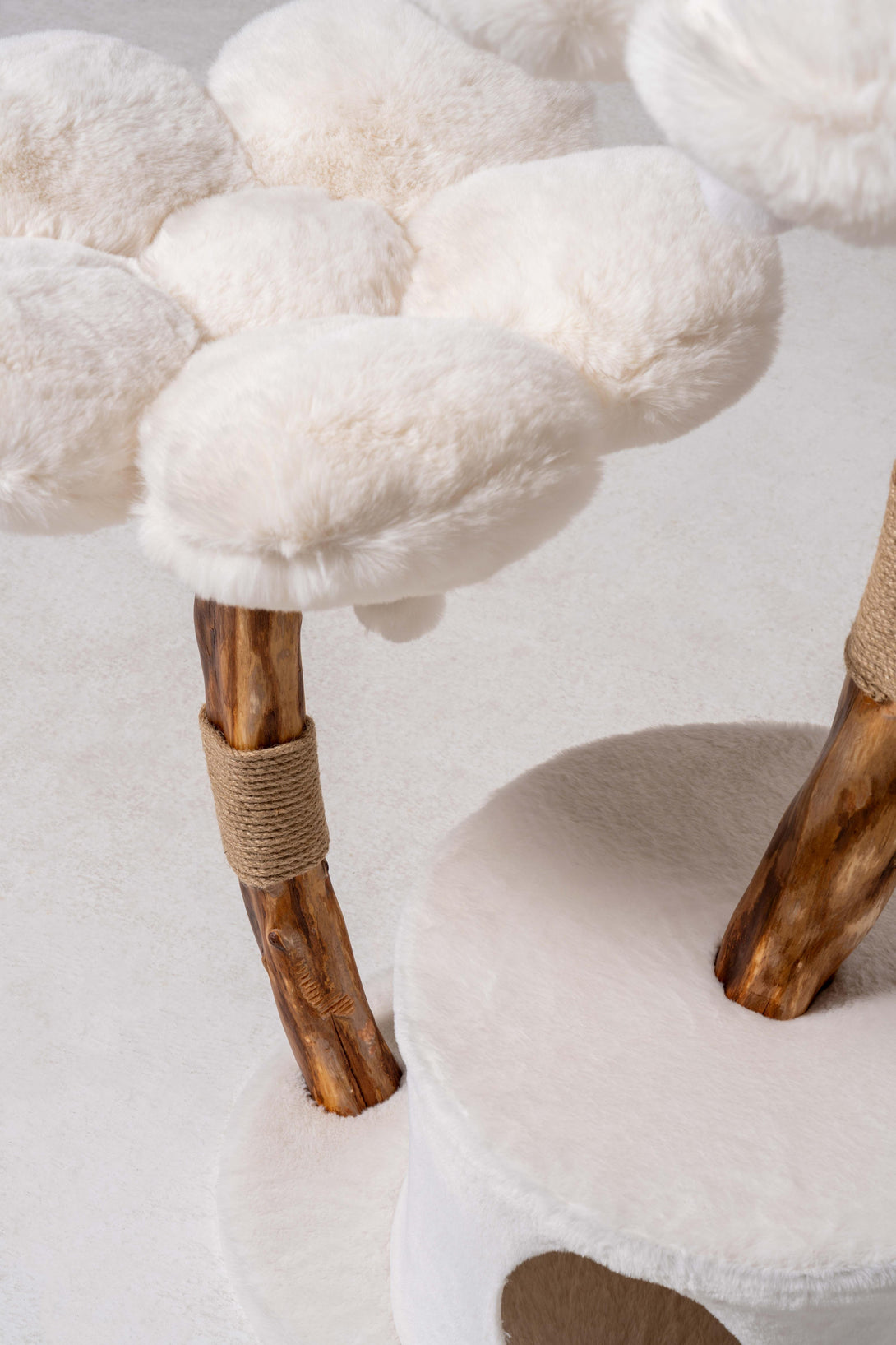Spacious lounging area on the White Daisy Cat Tree
