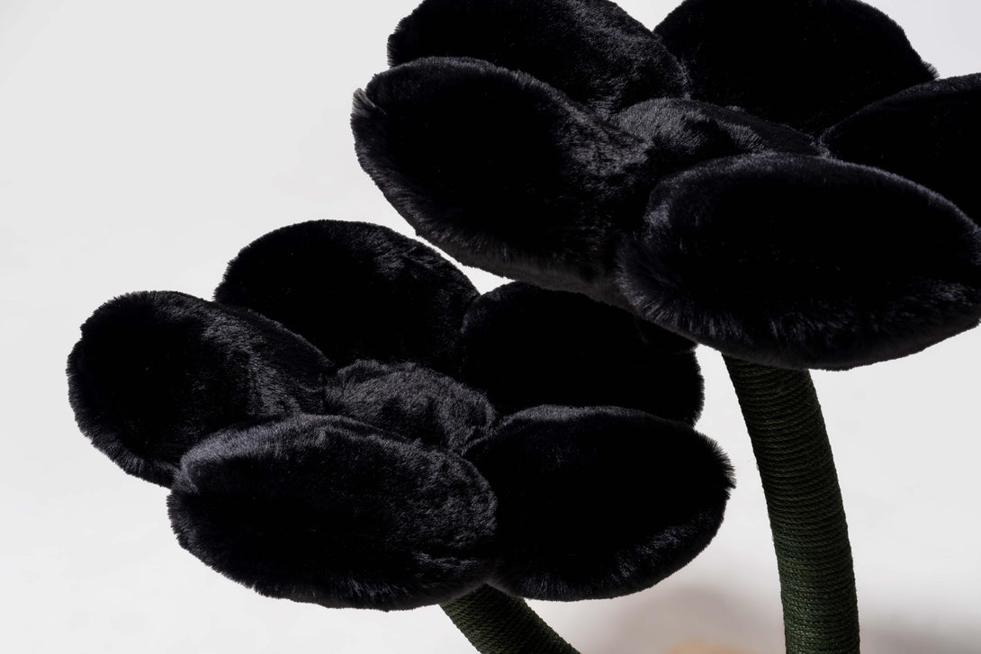 Sturdy integrated cat scratching posts on the Midnight Bloom Cat Tree
